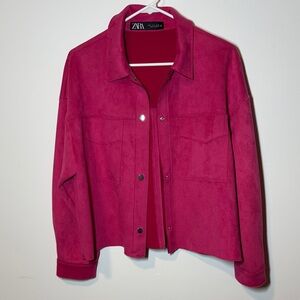 Zara faux suede oversized hot pink shacket